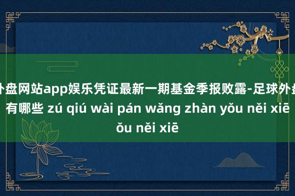 足球外盘网站app娱乐凭证最新一期基金季报败露-足球外盘网站有哪些 zú qiú wài pán wǎng zhàn yǒu něi xiē